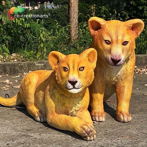 Light Up Life Size Fiberglass Animals Fiberglass Lion Statue Landscape