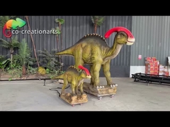 Customized Animatronic Dinosaurs Simulation Parasaurolophus With Baby For Attraction