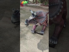 Outdoor Playground Fiberglass Animatronic Dinosaur Triceratops Water Repellent