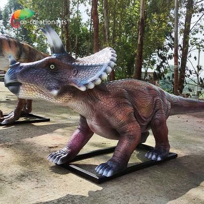 Outdoor Playground Fiberglass Animatronic Dinosaur Triceratops Water Repellent