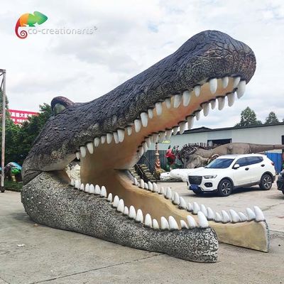 Good price Waterproof Fibreglass Life Size Animals Fiberglass Crocodile Head Door Decoration online