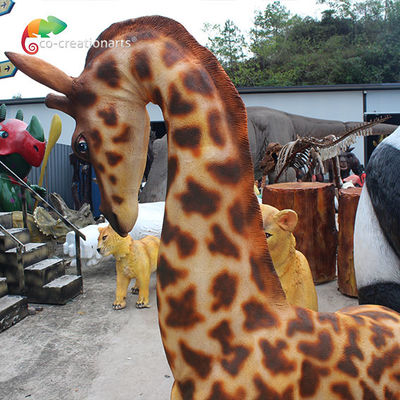 Lighting Theme Park Fiberglass Giraffe Simulation Color