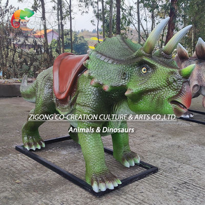 Interactive Fiberglass Triceratops Ride-On: Child-Friendly Dinosaur Sculpture For Theme Parks & Exhibitions