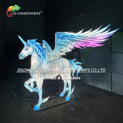 Ethereal Glowing Winged Unicorn Sculpture | Radiant Gradient Light Art