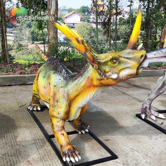 110VAC Fiberglass Animatronic Life Size Dinosaur Statues Styracosaurus