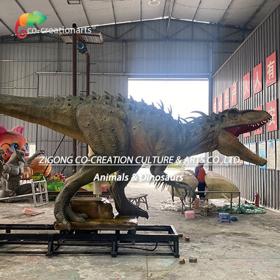 Realistic Servo Animatronic Indominus Rex Dinosaur with Track Movement System for Theme Park Attractions
