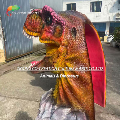 Good price Fiberglass T-Rex Head Photo Call For Dinosaur Mini Golf Props Theme Park Decoration online